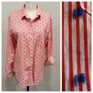 GAP Fitted Boyfriend Cotton Button Up Striped Shirt Size Large